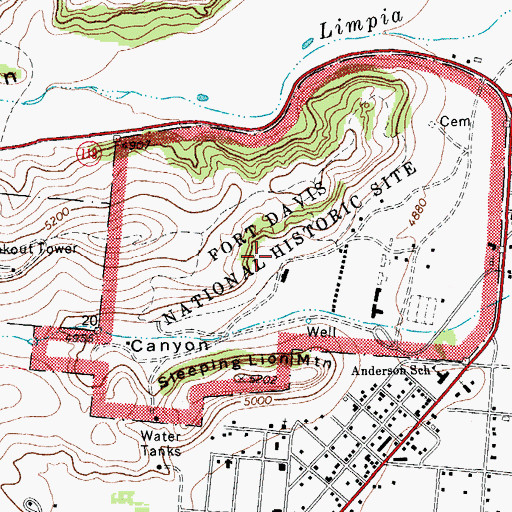 Topographic Map of Fort Davis National Historic Site, TX