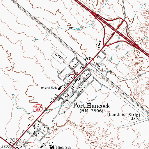 Topographic Map of Fort Hancock, TX