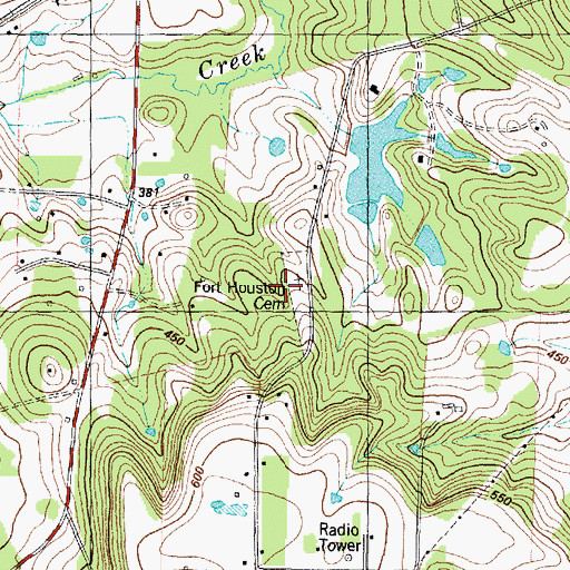 Topographic Map of Fort Houston Cemetery, TX