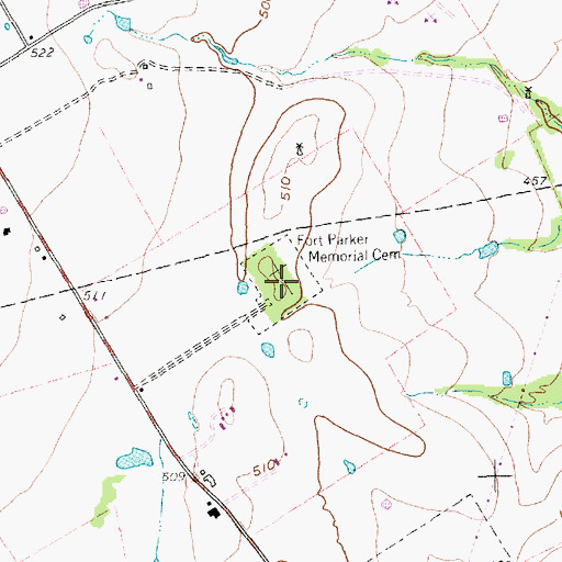 Topographic Map of Fort Parker Memorial Cemetery, TX