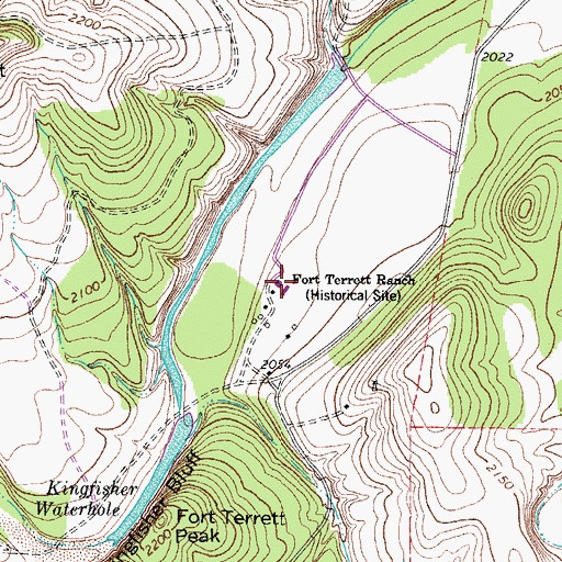 Topographic Map of Fort Terrett Ranch Historical Site, TX
