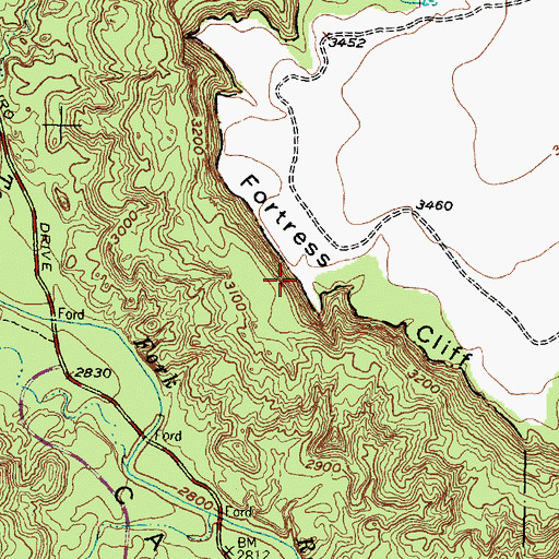 Topographic Map of Fortress Cliff, TX
