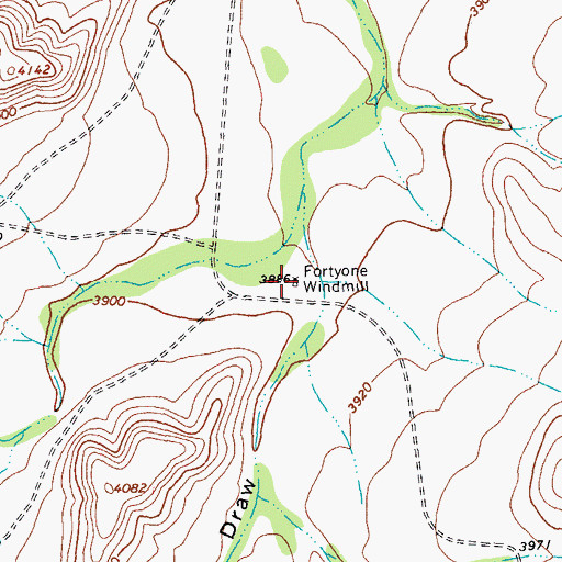 Topographic Map of Fortyone Windmill, TX