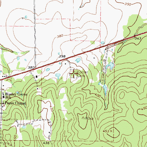 Topographic Map of Foster Cemetery, TX