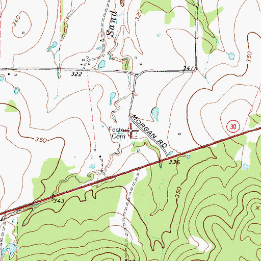 Topographic Map of Foster Cemetery, TX