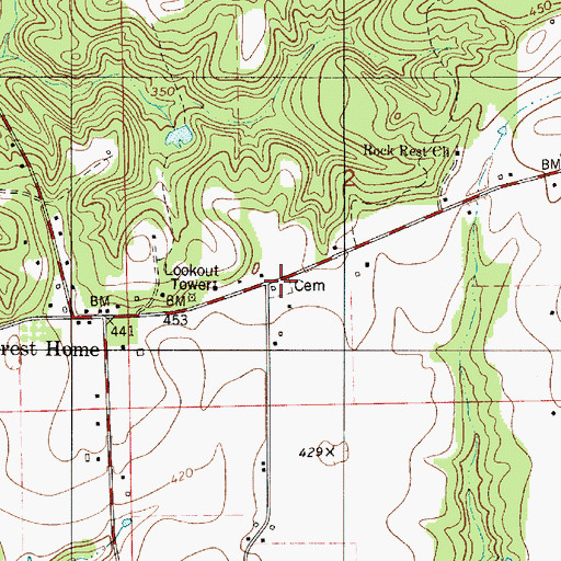 Topographic Map of Forest Home Cemetery, AL