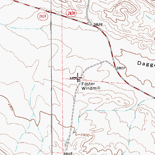 Topographic Map of Foster Windmill, TX