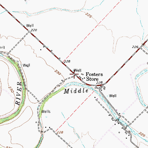 Topographic Map of Fosters Store, TX
