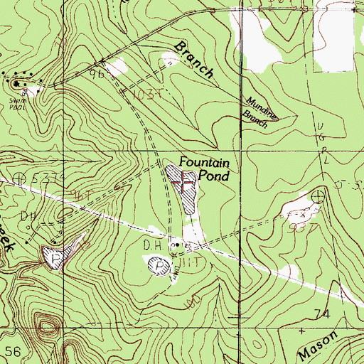 Topographic Map of Fountain Pond, TX