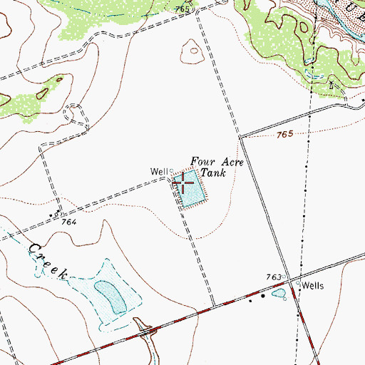 Topographic Map of Four Acre Tank, TX