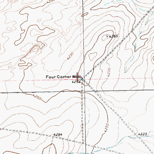 Topographic Map of Four Corner Well, TX