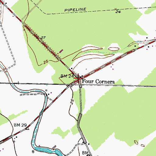 Topographic Map of Four Corners, TX