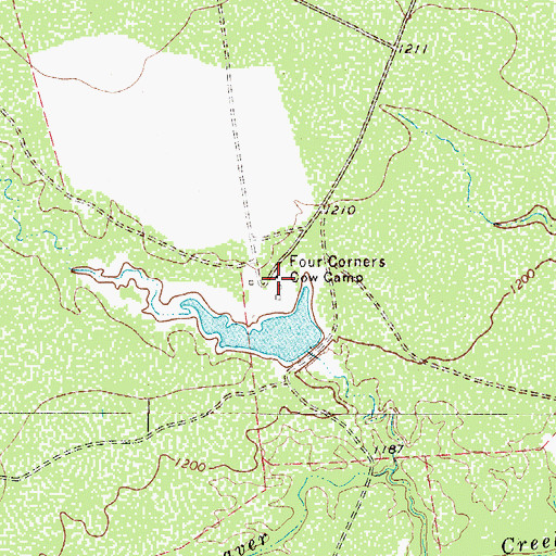 Topographic Map of Four Corners Cow Camp, TX