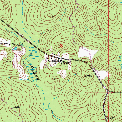 Topographic Map of Giddens Chapel Cemetery, AL
