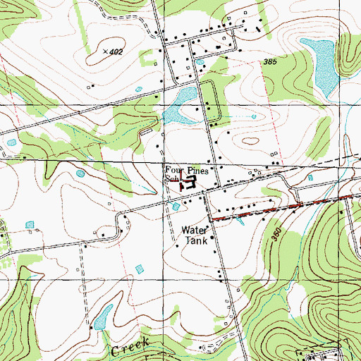 Topographic Map of Four Pines School, TX