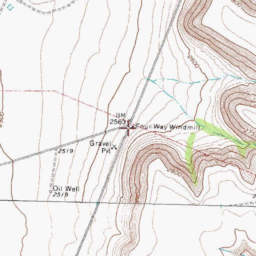 Topographic Map of Four Way Windmill, TX
