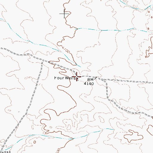 Topographic Map of Four Wells, TX