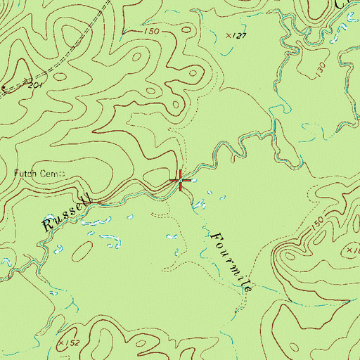 Topographic Map of Fourmile Branch, TX