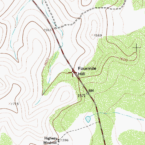Topographic Map of Fourmile Hill, TX