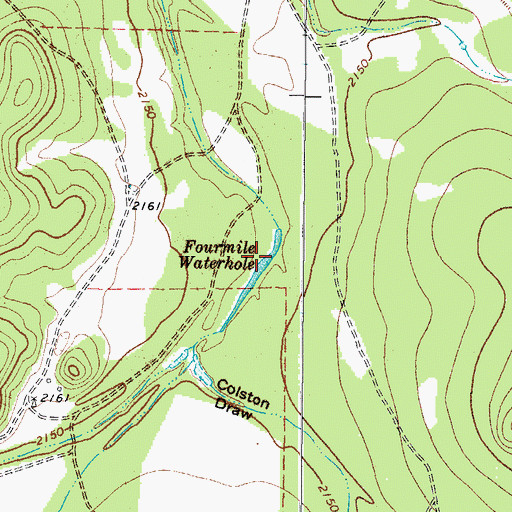 Topographic Map of Fourmile Waterhole, TX