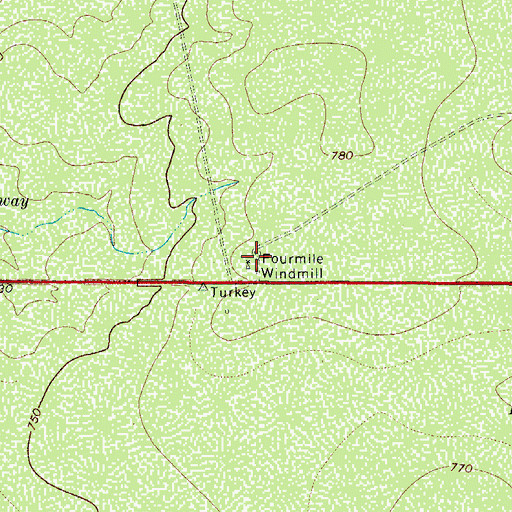Topographic Map of Fourmile Windmill, TX