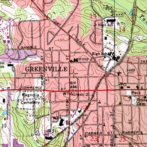 Topographic Map of Greenville Confederate Hospital (historical), AL
