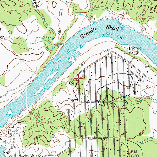 Topographic Map of Fox Cemetery, TX