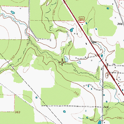 Topographic Map of Frances Creek, TX
