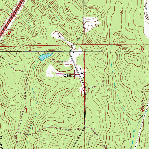 Topographic Map of Hartley Cemetery, AL