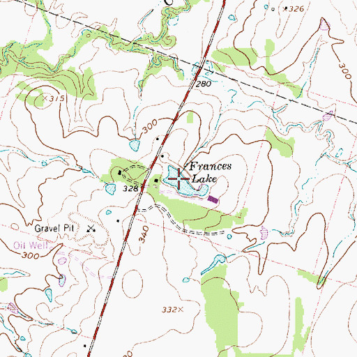 Topographic Map of Frances Lake, TX