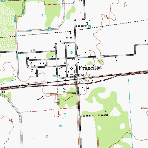 Topographic Map of Francitas, TX