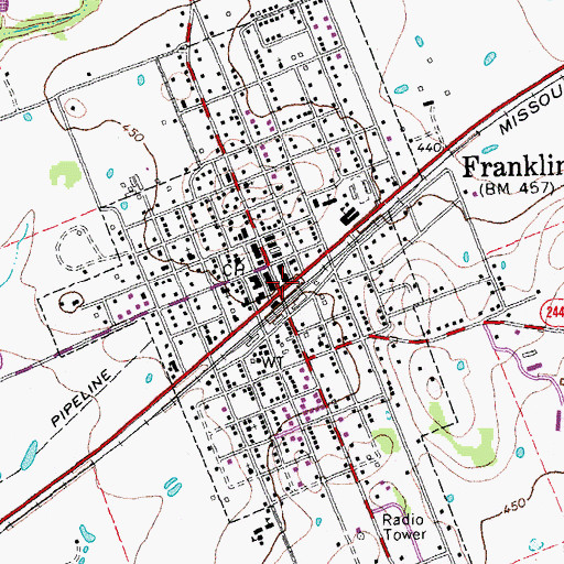 Topographic Map of Franklin, TX