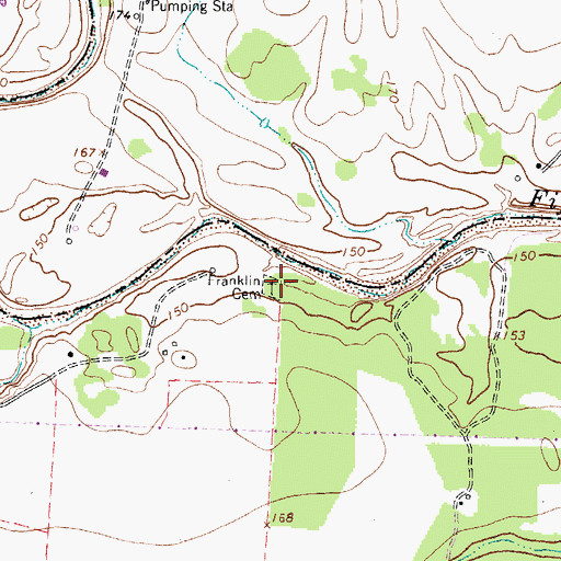Topographic Map of Franklin Cemetery, TX
