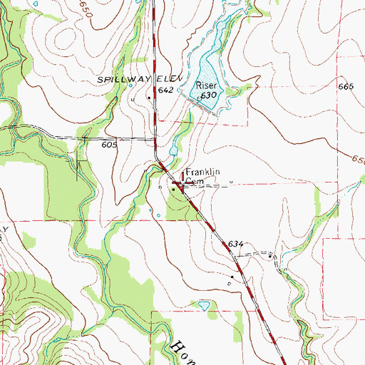 Topographic Map of Franklin Cemetery, TX