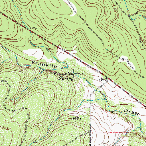 Topographic Map of Franklin Spring, TX