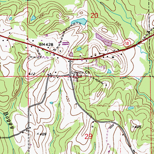 Topographic Map of Liberty Cemetery, AL