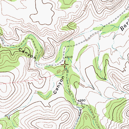 Topographic Map of Franks Canyon, TX
