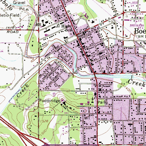 Topographic Map of Frederick Creek, TX