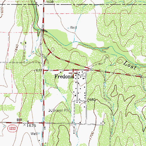 Topographic Map of Fredonia, TX