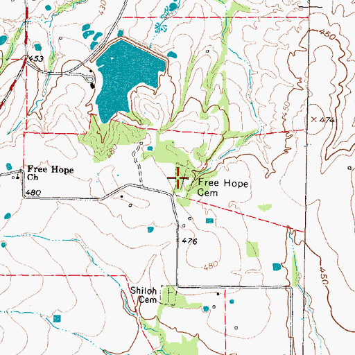 Topographic Map of Free Hope Cemetery, TX