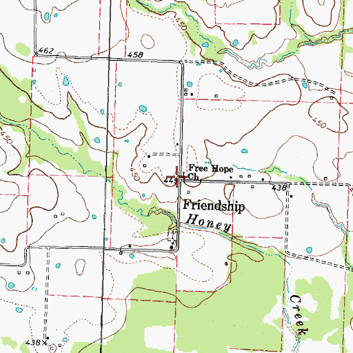 Topographic Map of Free Hope Church, TX