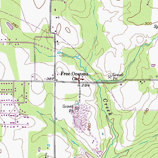 Topographic Map of Free Oneness Church, TX