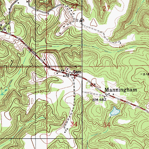 Topographic Map of Manningham Cemetery, AL
