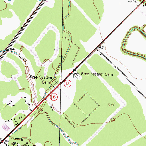 Topographic Map of Free System Cemetery, TX