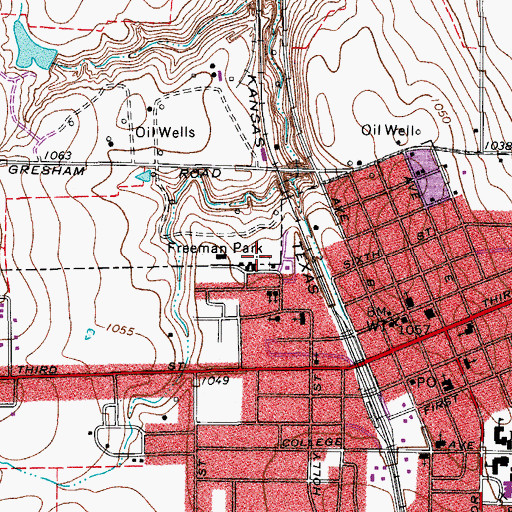 Topographic Map of Freeman Park, TX