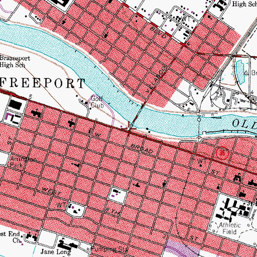 Topographic Map of Freeport, TX