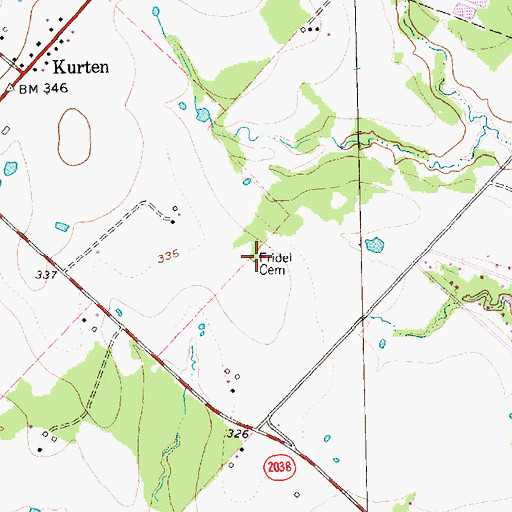 Topographic Map of Fridel Cemetery, TX