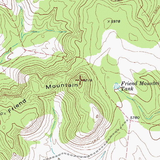 Topographic Map of Friend Mountain, TX