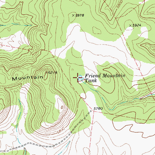 Topographic Map of Friend Mountain Tank, TX