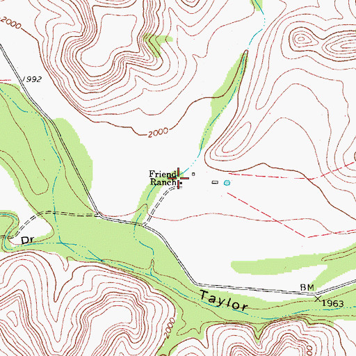 Topographic Map of Friend Ranch, TX